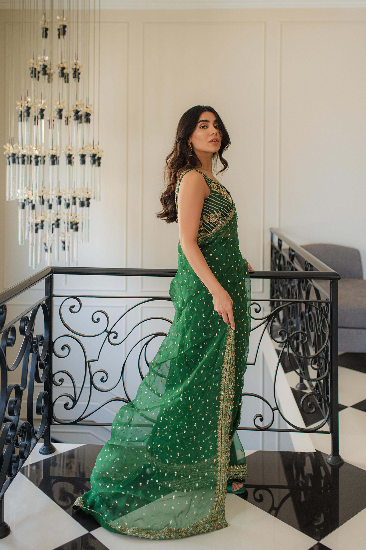 Emerald Green Sari