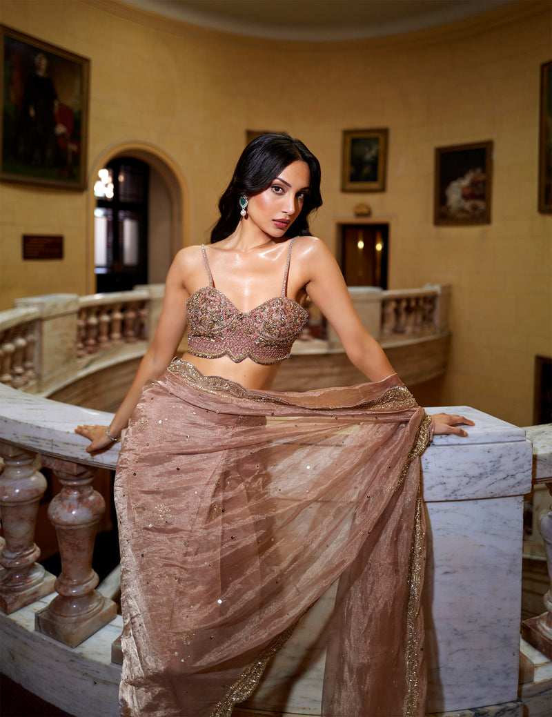 Bare Rose Sari