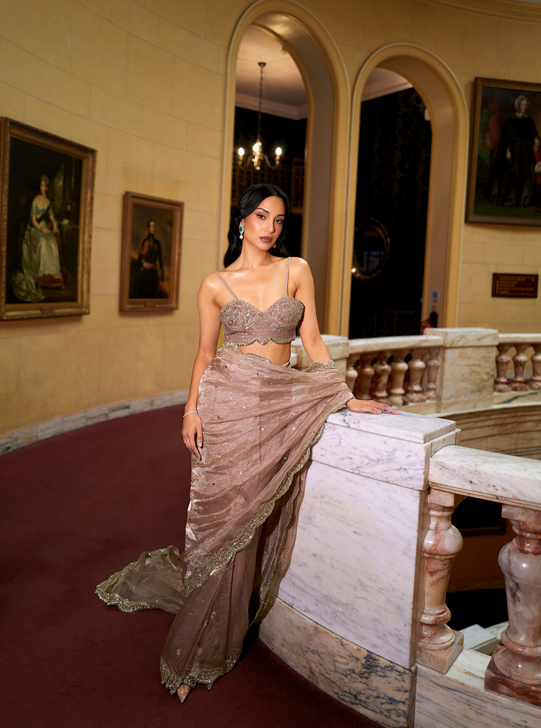 Bare Rose Sari