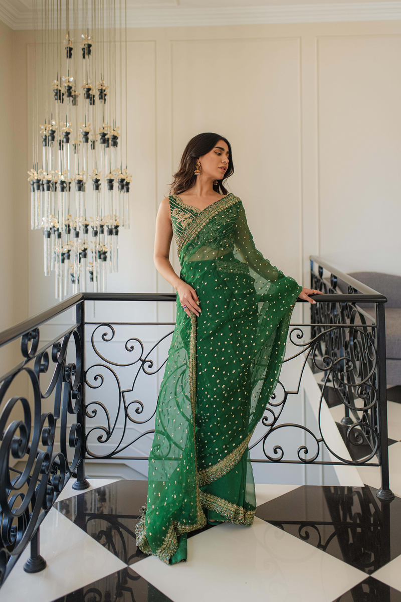 Emerald Green Sari