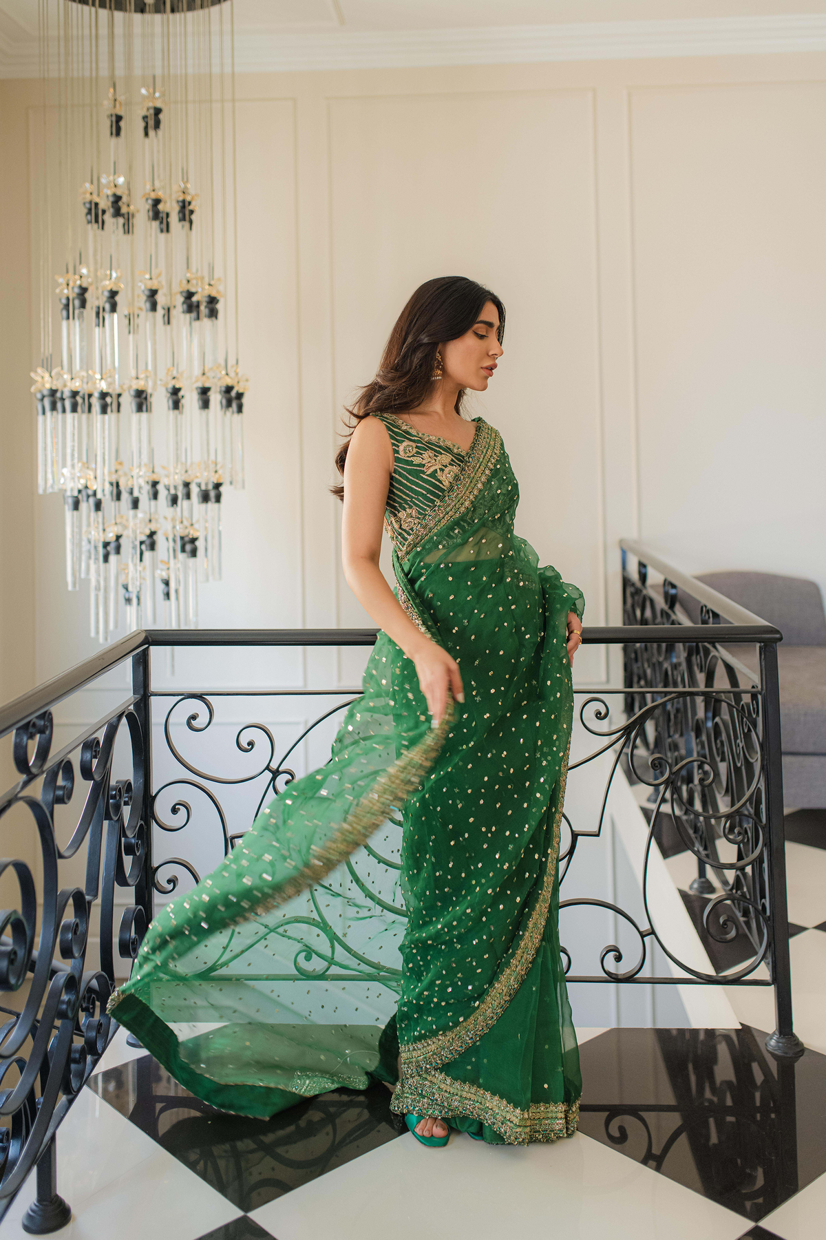 Emerald Green Sari
